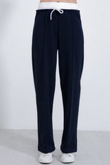 Lacivert Bol Paça Çımalı Pantolon 6662