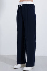 Lacivert Bol Paça Çımalı Pantolon 6662