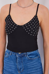 918 İp Askılı Crop Top - Beyaz