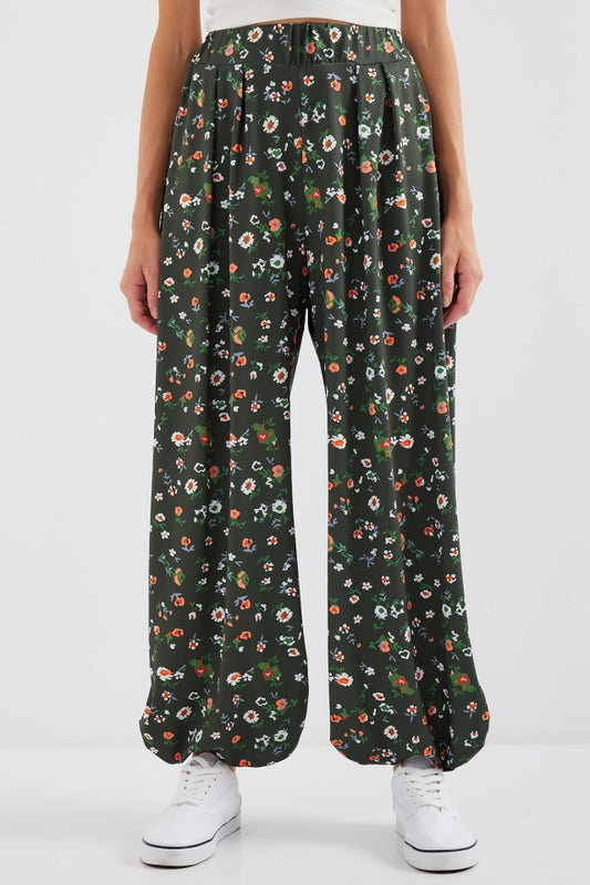 6665 Desenli Şalvar Pantolon - Haki