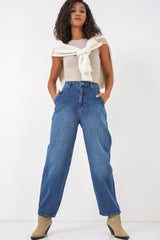 6688 Yüksek Bel Baggy Kot Pantolon - Lacivert