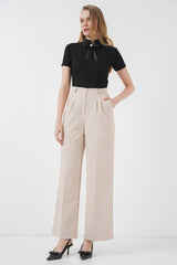 6647 Bol Paça Kumaş Pantolon - Siyah