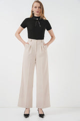 6647 Bol Paça Kumaş Pantolon - Siyah