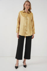 3985 Oversize Saten Gömlek - Saks