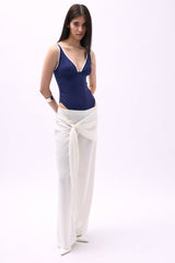 Önden Bağlamalı Saten Pantolon