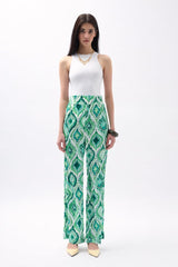 Desenli Saten Pantolon