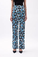 Desenli Saten Pantolon