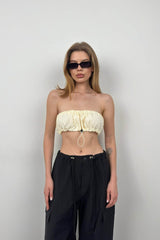 Lastik Detay Straplez Crop