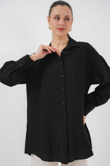 Çizgili Uzun Gömlek Tunik 5963 - Sarı