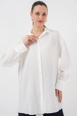 Çizgili Uzun Gömlek Tunik 5963 - Sarı