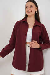 Uzun Kol Basic Gömlek 20279 - Bordo
