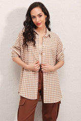 3900 Oversize Uzun Basic Gömlek - Koyu Pembe