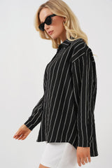 3900 Oversize Uzun Basic Gömlek - Koyu Pembe