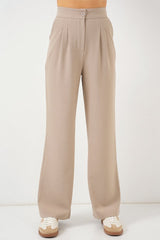 6638 Yüksek Bel Palazzo Pantolon - A.Bej