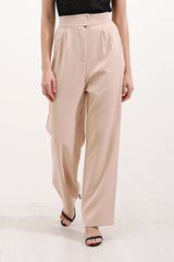 Kahverengi Yüksek Bel Kumaş Pantolon 6612