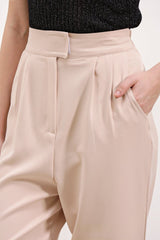 Kahverengi Yüksek Bel Kumaş Pantolon 6612