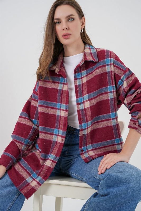 Ekose Desen Oversize Oduncu Gömlek 3854 A.Kiremit