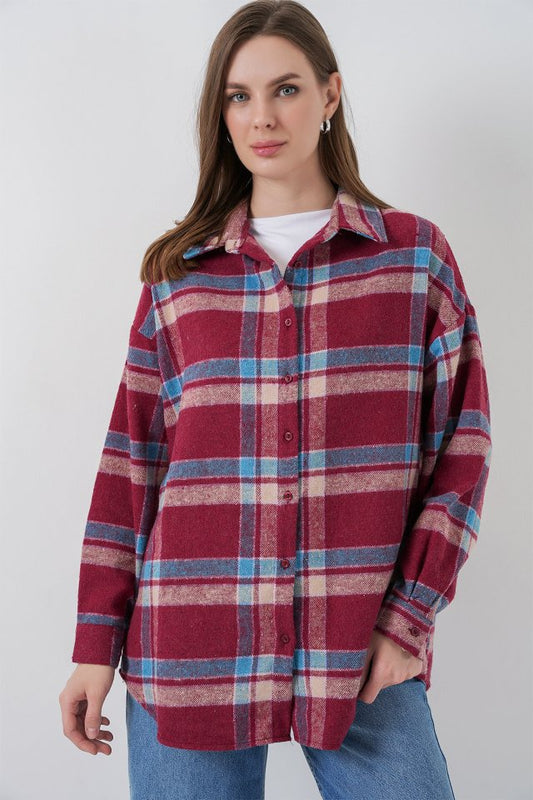 Ekose Desen Oversize Oduncu Gömlek 3854 A.Kiremit