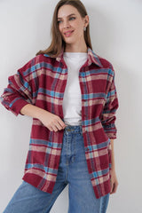 Ekose Desen Oversize Oduncu Gömlek 3854 A.Kiremit