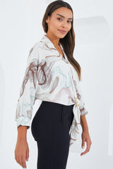 Oversize Dökümlü Crop Saten Gömlek 906 - Mint