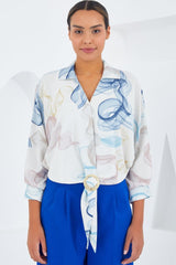 Oversize Dökümlü Crop Saten Gömlek 906 - Mint
