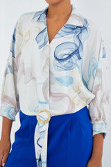 Oversize Dökümlü Crop Saten Gömlek 906 - Mint