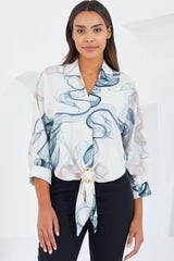 Oversize Dökümlü Crop Saten Gömlek 906 - Mint