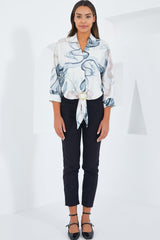 Oversize Dökümlü Crop Saten Gömlek 906 - Mint