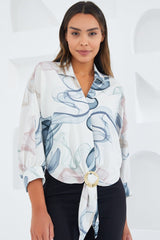 Oversize Dökümlü Crop Saten Gömlek 906 - Mint
