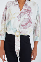Oversize Dökümlü Crop Saten Gömlek 906 - Mint