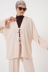 Ayrobin Kimono Pantolon İkili Takım 6739 - Gül Kurusu