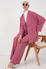 Ayrobin Kimono Pantolon İkili Takım 6739 - Gül Kurusu