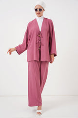 Ayrobin Kimono Pantolon İkili Takım 6739 - Gül Kurusu