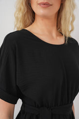 Kısa Kol Mini Ayrobin Elbise 2572 - Krem