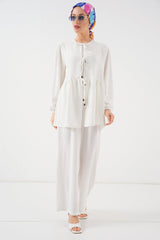 Önü Bağcıklı Tunik Pantolon İkili Takım 6744 - Mint