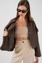 Oversize Deri Ceket 1055 - Kahverengi