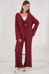 Örme Bluz Pantolon İkili Takım 30052 - E.Yeşil