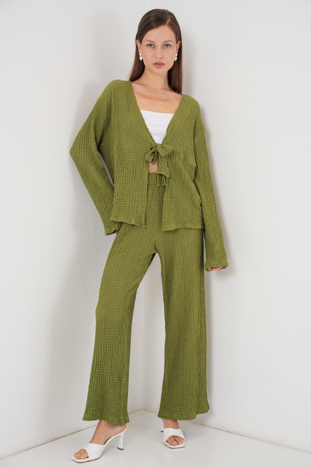 Örme Bluz Pantolon İkili Takım 30052 - E.Yeşil