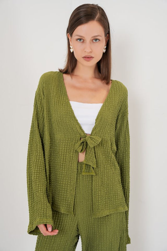 Örme Bluz Pantolon İkili Takım 30052 - E.Yeşil