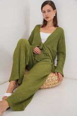 Örme Bluz Pantolon İkili Takım 30052 - E.Yeşil