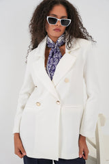 Kruvaze Yaka Blazer Ceket 0722 - Kiremit
