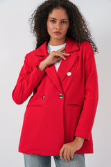 Kruvaze Yaka Blazer Ceket 0722 - Kiremit