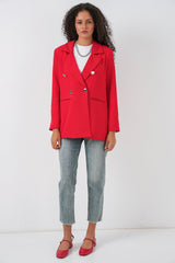 Kruvaze Yaka Blazer Ceket 0722 - Kiremit