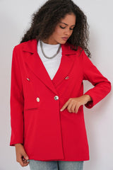 Kruvaze Yaka Blazer Ceket 0722 - Kiremit