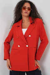 Kruvaze Yaka Blazer Ceket 0722 - Kiremit