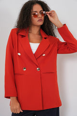 Kruvaze Yaka Blazer Ceket 0722 - Kiremit