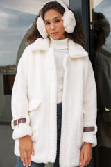 5206 Oversize Peluş Mont - Taba
