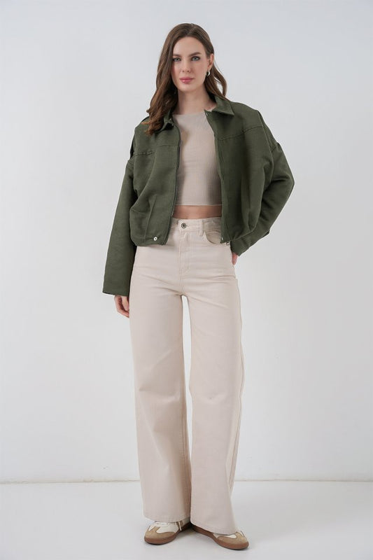 Oversize Süet Ceket 1055 - A.Haki