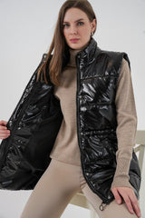 Parlak Şişme Yelek 5218 - Saks