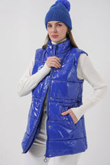 Parlak Şişme Yelek 5218 - Saks